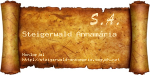 Steigerwald Annamária névjegykártya